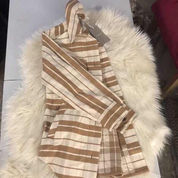 🆕EVERLANE *NWT*🆕 Plaid SHACKET CAMEL & IVORY size XXS - Picture 3 of 9